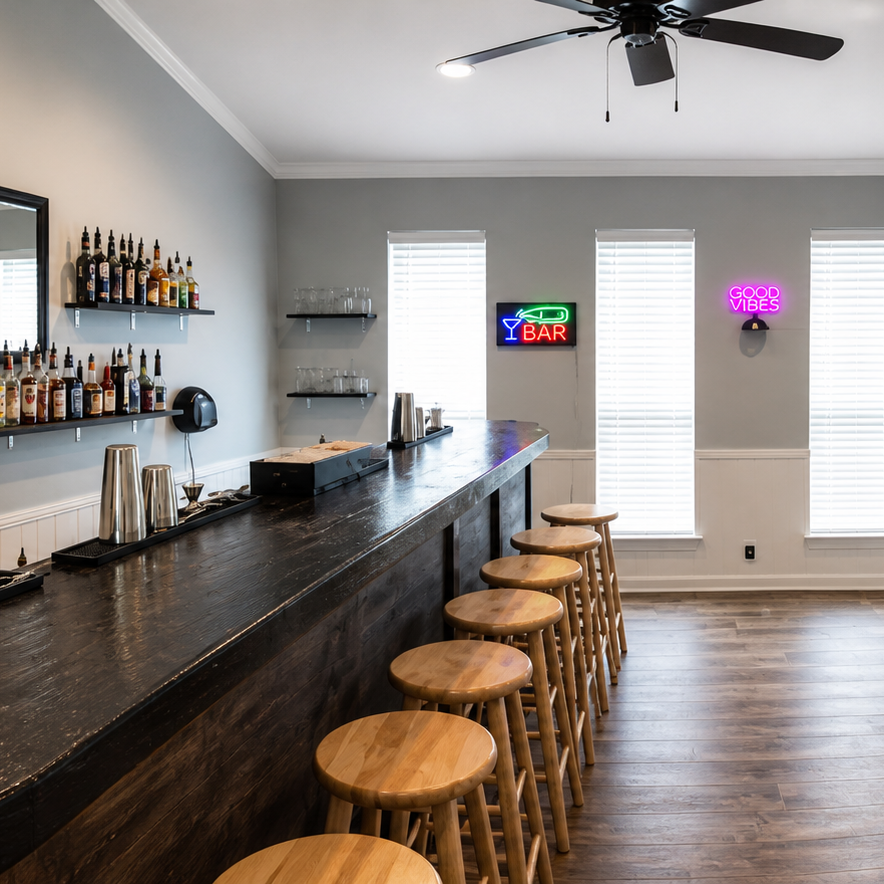 Bartending training classroom in Baton Rouge with practice bar stations